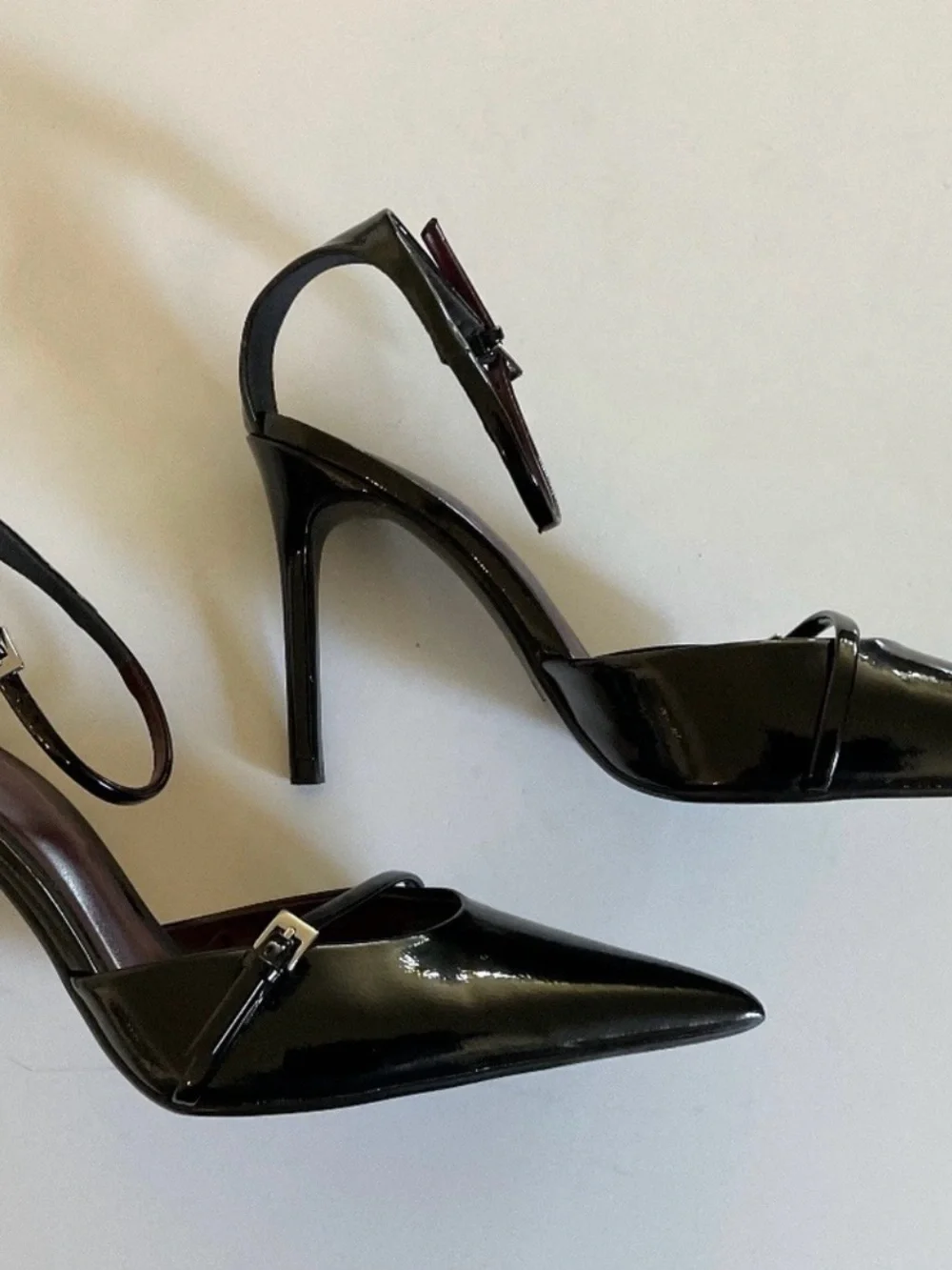 Zara Black Patent Pointed-Toe Ankle-Strap Stiletto - Picture 2 of 11